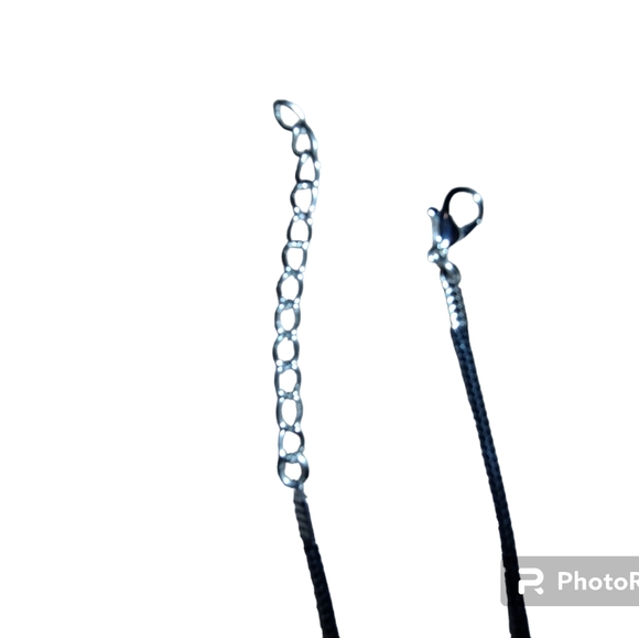 Handcrafted18-in women's black gold and black fluid art pendant cord necklace - - Picture 6 of 7